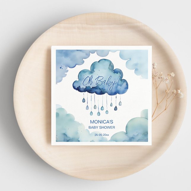 Oh Baby cloud baby shower template Napkins (Oh Baby blue cloud baby shower template Napkins personalized tableware decor whimsical cloud)