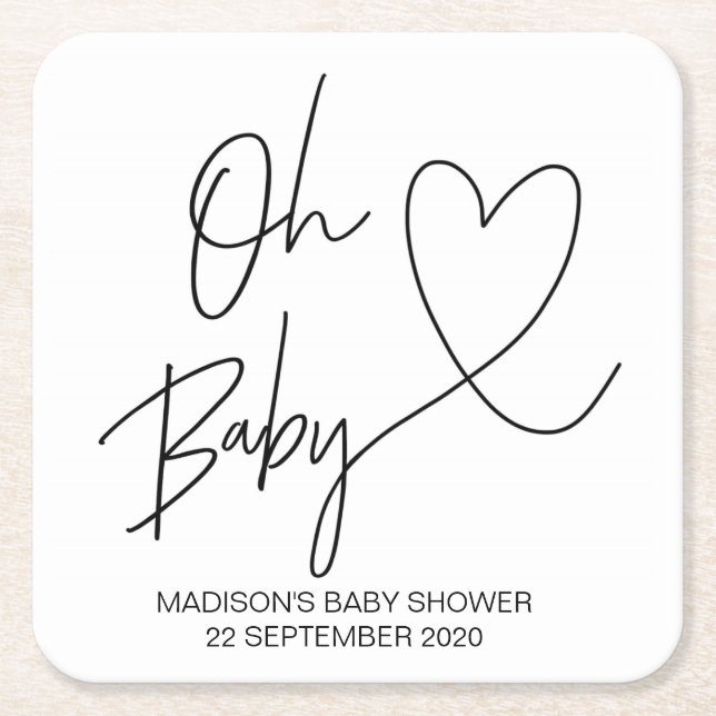 Oh Baby Coasters Unisex Baby Shower Decor (Front)