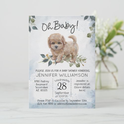 Oh Baby Cockapoo Dog Baby Shower Invitation