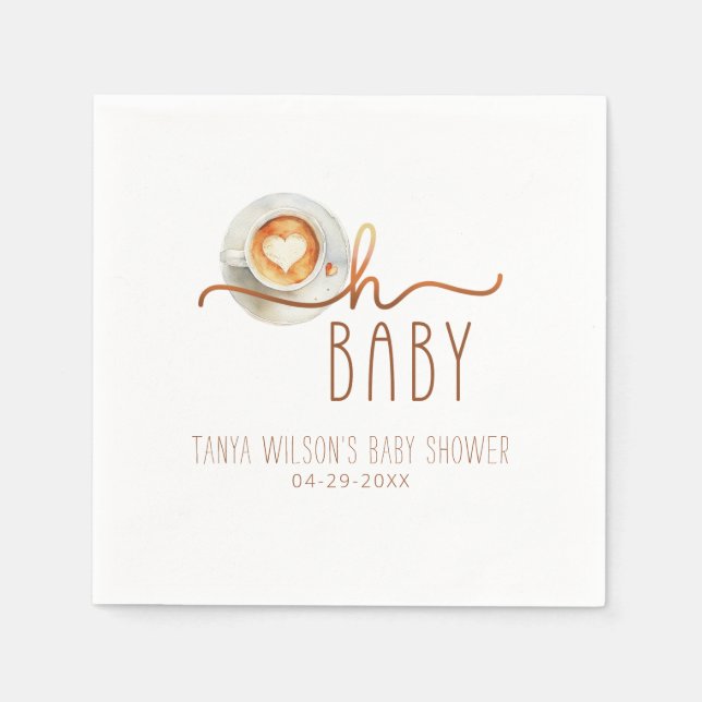 Oh Baby Coffee Baby Shower  Napkins (Front)