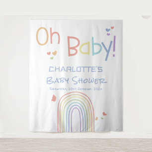 Oh Baby! Colorful Rainbow Baby Shower Backdrop