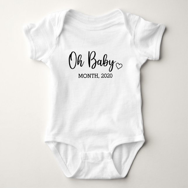 Oh Baby Coming Soon Pregnancy Announcement Baby Bodysuit (Front)