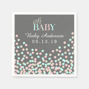 Oh Baby Confetti Baby Shower Napkin Pink Blue
