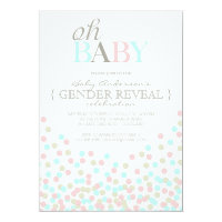 Oh Baby Confetti Gender Reveal Party | Pink Blue 5x7 Paper Invitation Card