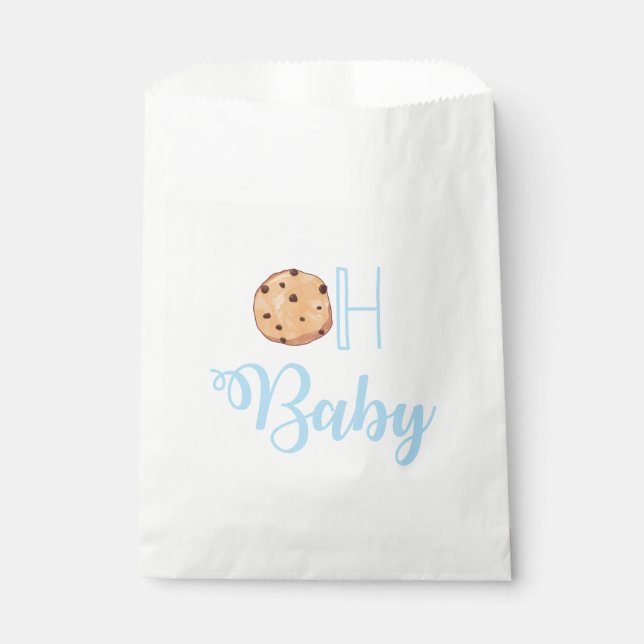 Oh Baby Cookies blue baby shower Favor Bag (Front)