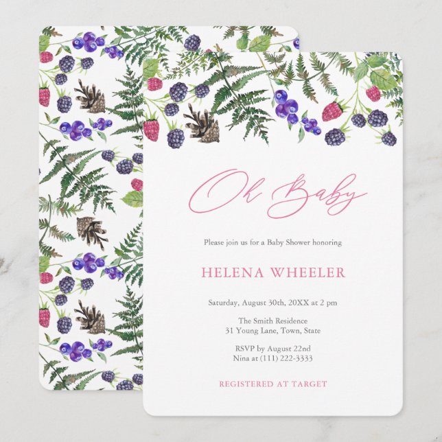 Oh Baby Countryside Walk Picnic Girl Baby Shower Invitation (Front/Back)