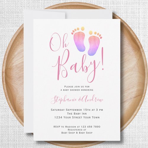 Oh Baby Couples Girls Baby Shower Invitation
