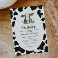 Oh Baby Cow Theme Boy Baby Shower Invitation