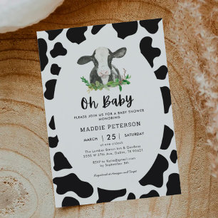 Oh Baby Cow Theme Boy Baby Shower Invitation