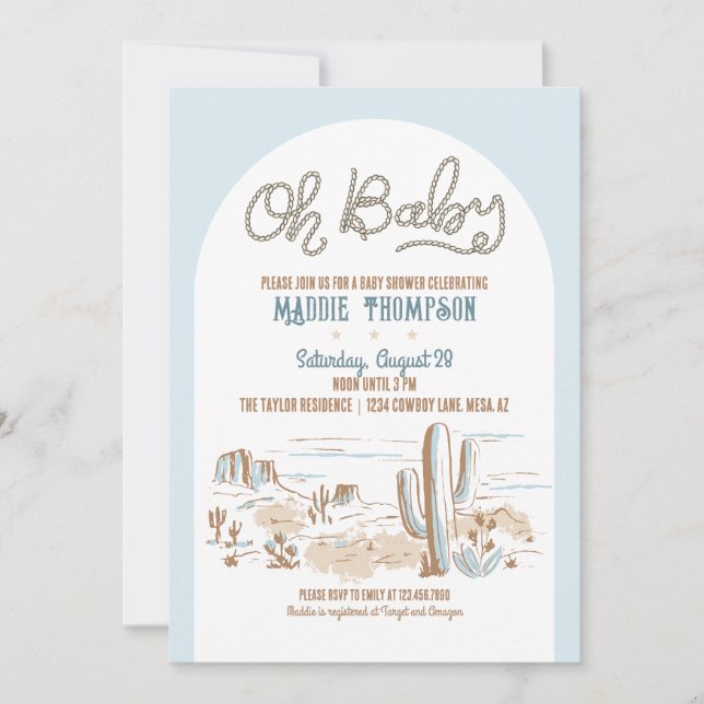 Oh Baby Cowboy Desert Baby Shower Invitation (Front)