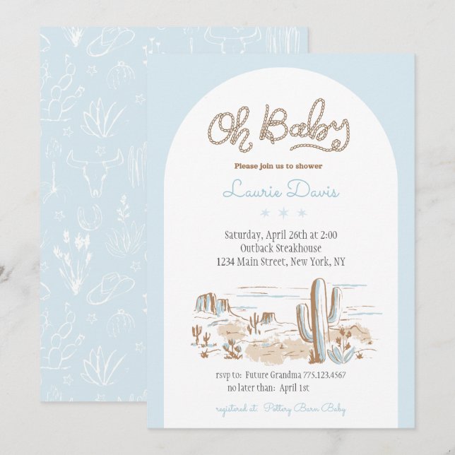 Oh Baby Cowboy Shower Invitation (Front/Back)