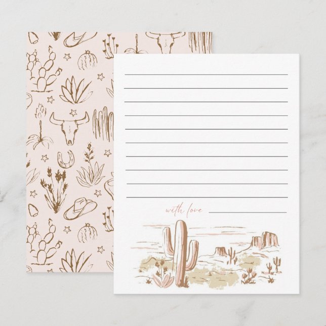 Oh Baby Cowgirl Baby Shower Advice  Note Card (Front/Back)