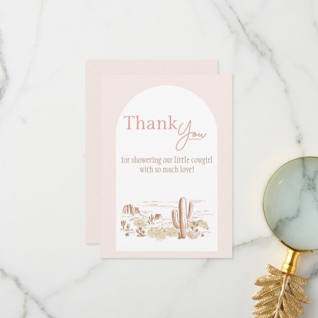 Oh Baby Cowgirl Flat Thank You Card (Front/Back In Situ)