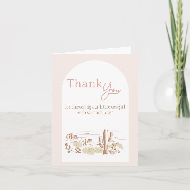Oh Baby Cowgirl Folded Thank You Card (Front)