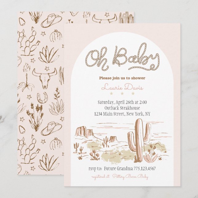 Oh Baby Cowgirl Shower Invitation (Front/Back)
