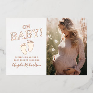 Oh Baby Custom Photo Baby Shower Foil Invitation