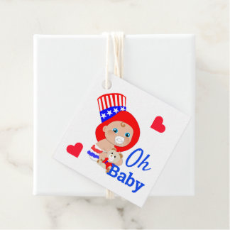 Oh Baby Cute American Patriotic Baby Shower Favor Tags