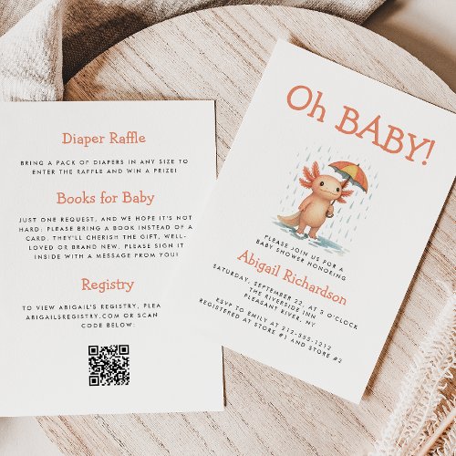 Oh Baby Cute Axolotl QR Code Baby Shower
