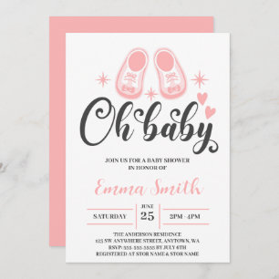 Oh Baby Cute Baby Shoes Baby Shower Invitation