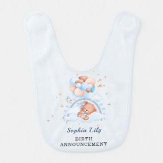Oh Baby Cute Bear Birth Announcement Bib