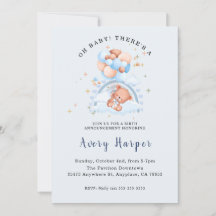 Oh Baby Cute Bear Birth Announcement Invitation