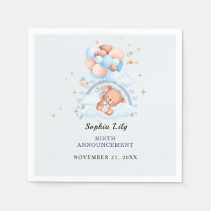 Oh Baby Cute Bear Birth Announcement Napkins