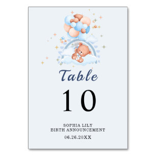 Oh Baby Cute Bear Birth Announcement Table Number