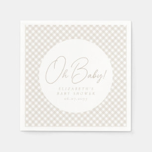 Oh baby cute blue gingham baby shower napkins