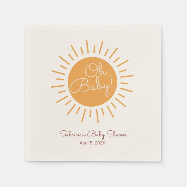 Oh Baby cute boho sunshine baby shower Napkins (Front)