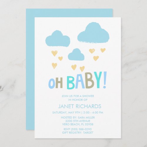 Oh Baby Cute Clouds Baby Shower Invitation