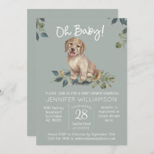 Oh Baby! Cute Dog Baby Shower Modern Invitation