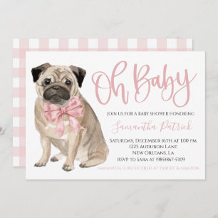 Oh Baby! Cute Dog Pink Puppy Dog Shower Invitation