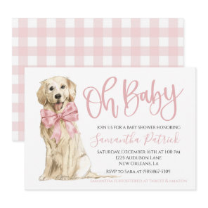 Oh Baby! Cute Dog Pink Puppy Dog Shower Invitation