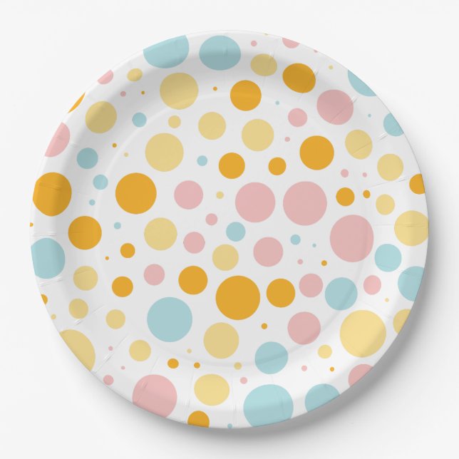 Oh Baby Cute Fun Polka Dots Baby Shower Paper Plates (Front)