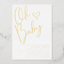 Oh Baby Cute Gender Neutral Baby Shower Foil Invitation