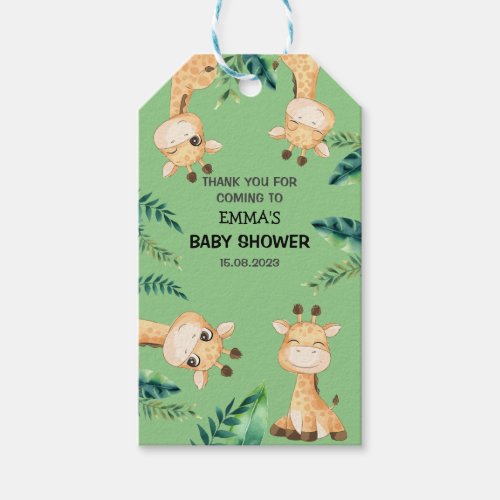 Oh Baby Cute Giraffe Little Botanical Baby Shower Gift Tags