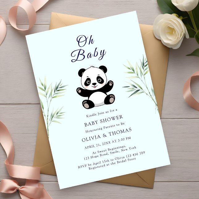 Oh Baby Cute Little Panda Baby Shower Invitation (Creator Uploaded)