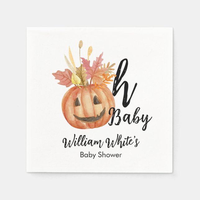 Oh Baby! Cute Pumpkin Halloween Fall Baby Shower  Napkins (Front)