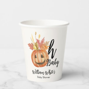 Oh Baby! Cute Pumpkin Halloween Fall Baby Shower Paper Cups