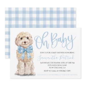 Oh Baby! Cute Puppy Dog Boy Baby Shower Invitation