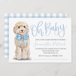 Oh Baby! Cute Puppy Dog Boy Baby Shower Invitation