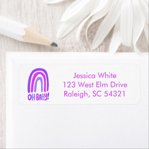 Oh Baby Cute Rainbow CUSTOM Baby Shower Address Label