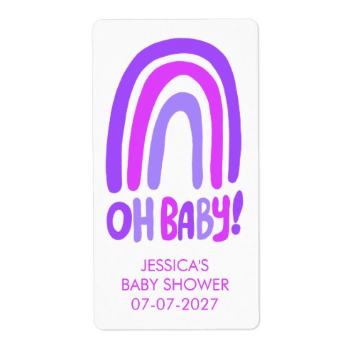 Oh Baby Cute Rainbow CUSTOM Baby Shower Sticker