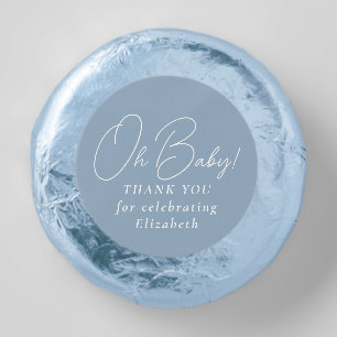 Oh baby cute simple blue baby shower dipped oreo cookie favors