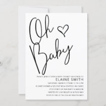 Oh Baby Cute Simple Gender Neutral Baby Shower  Invitation