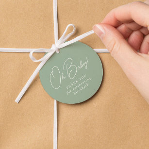 Oh baby cute simple green gingham baby shower favor tags
