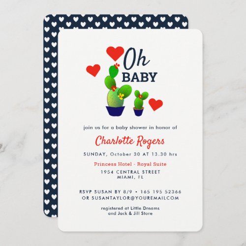 Oh Baby Cute Succulent Cactus Plants Baby Shower Invitation