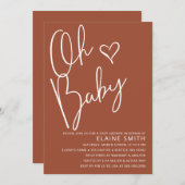 Oh Baby Cute Terracotta Gender Neutral Baby Shower Invitation (Front/Back)