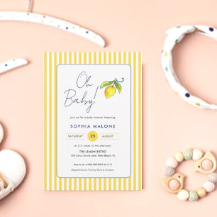 Oh Baby Cute watercolor Lemon Baby shower Invitation