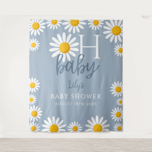 Oh Baby Daisy Blue Baby Shower Photo Backdrop